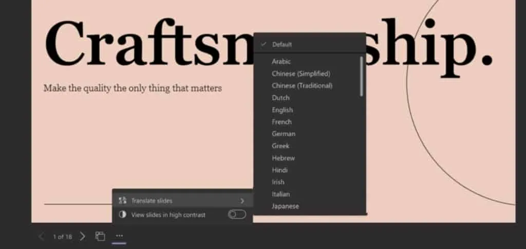 PowerPoint-vertaling in Teams