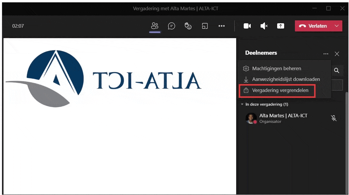 Teams now allow organizers to lock and unlock meetings ALTAICT