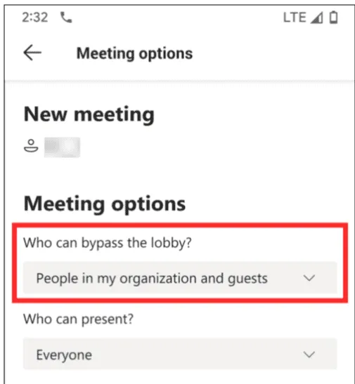 Meeting options in Microsoft Teams