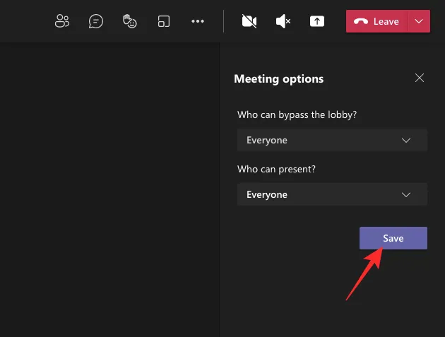 Meeting options in Microsoft Teams