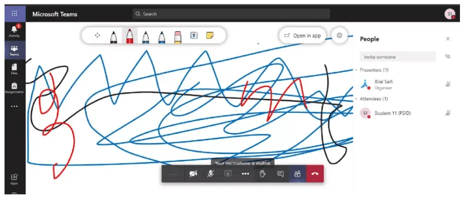 Microsoft whiteboard in teams