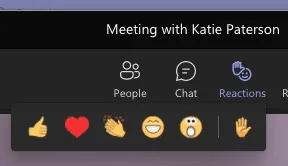 De reactieopties voor vergaderingen in Microsoft Teams