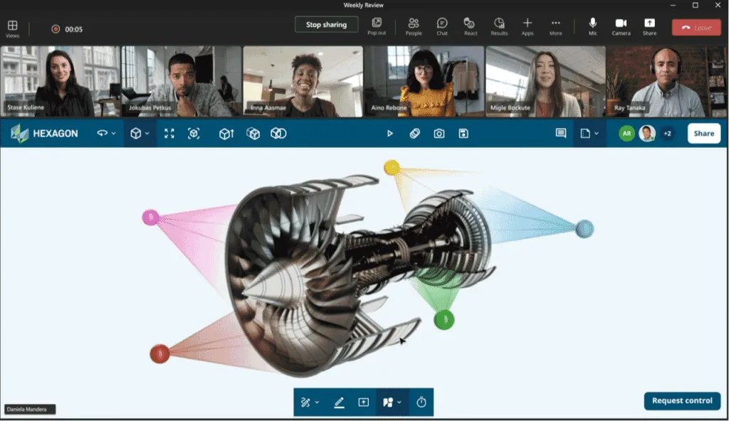 Hexagon Prototype van Live Share in Teams