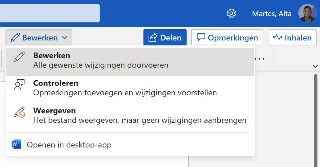 bewerken in microsoft word