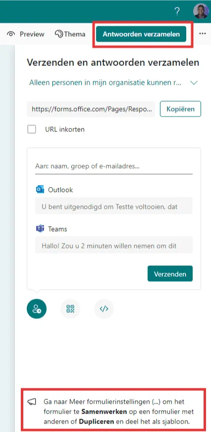 Microsoft Forms antwoorden verzamelen