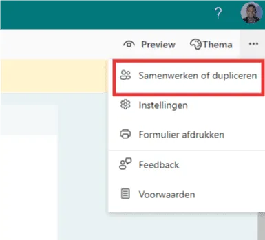 Microsoft Forms samenwerken of dupliceren