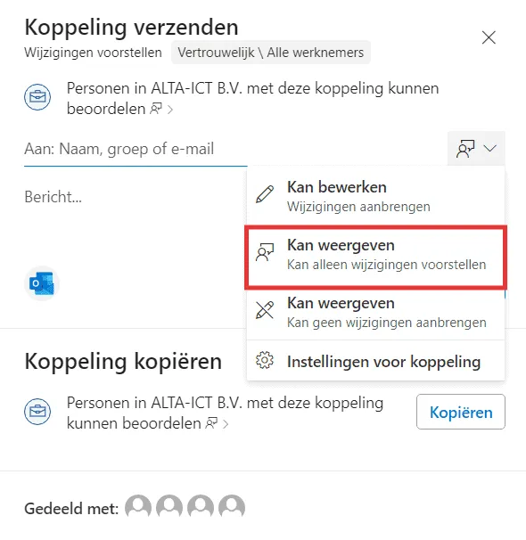 Word koppeling verzenden - Kan weergeven