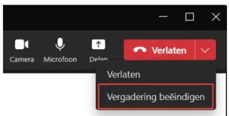 teams vergadering beëindigen
