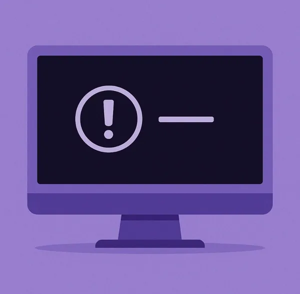 Zwart crashescherm op computer met uitroepteken