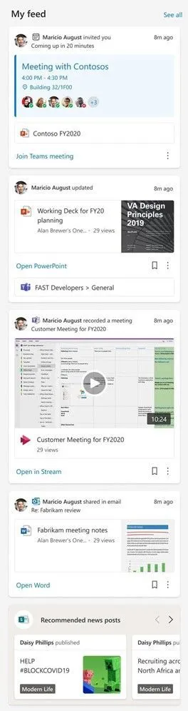 SharePoint My Feed Microsoft 365