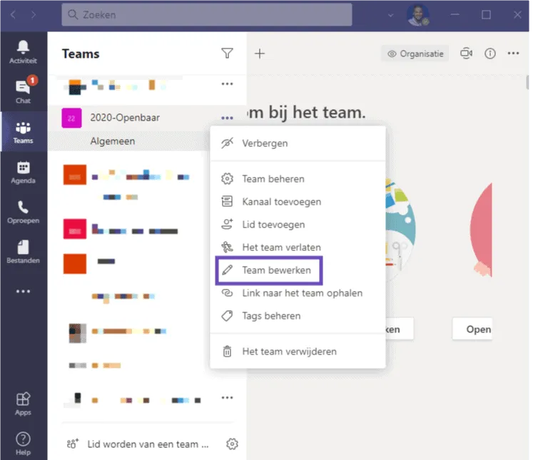 Team bewerken