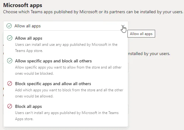 Allow all apps in Admin Center