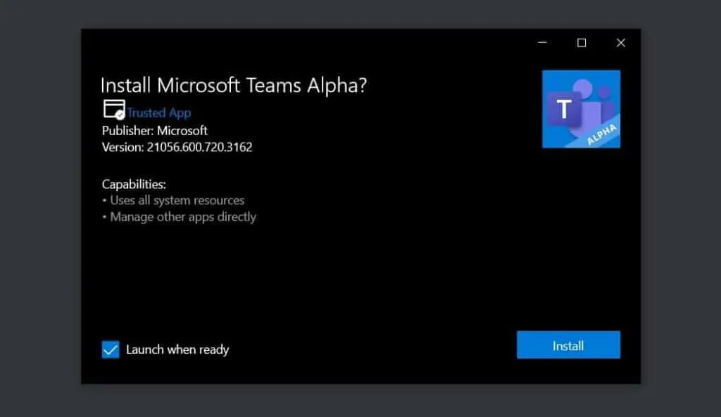 Microsoft Teams Alpha