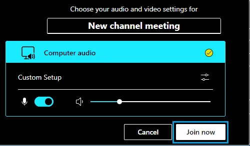 Select Audio Video Settings for Teams Meeting