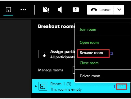 Rename Breakout Rooms Option in Microsoft Teams