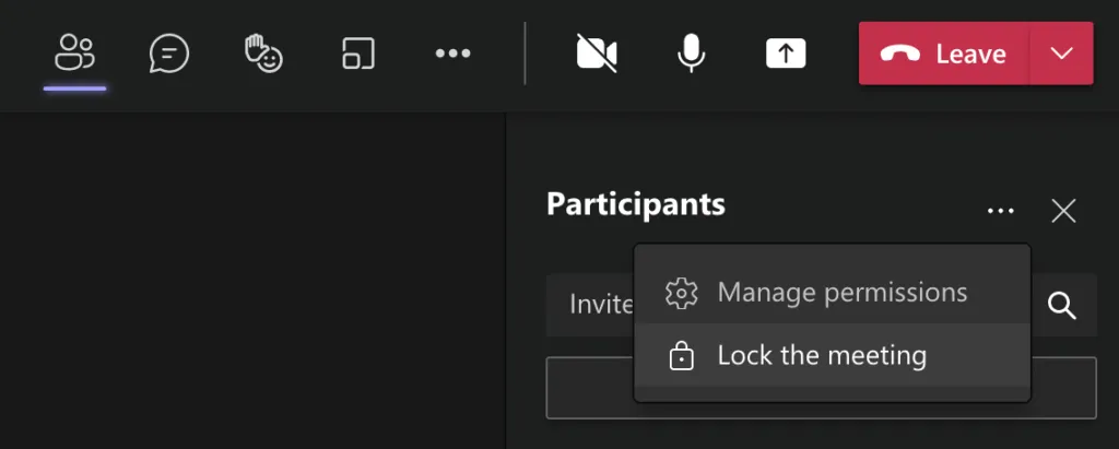 lock the meeting in teams