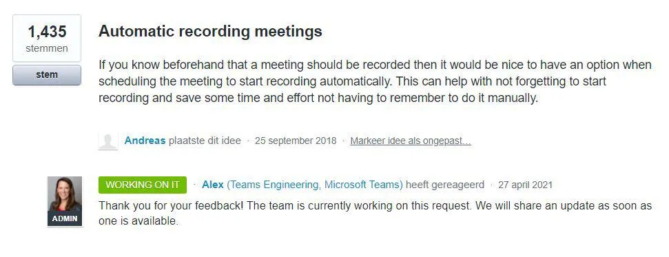 Microsoft Teams krijgt binnenkort een automatische opnamefunctie.