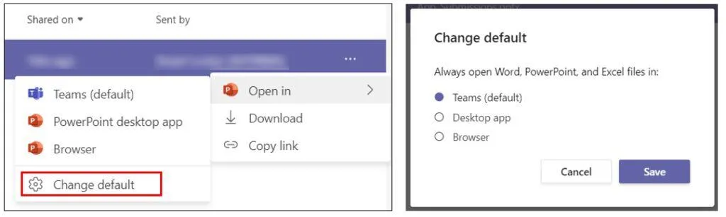 Default Office app for Teams