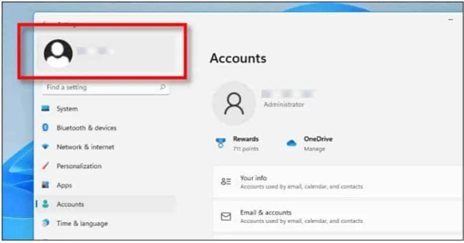 Windows 11 accountpagina