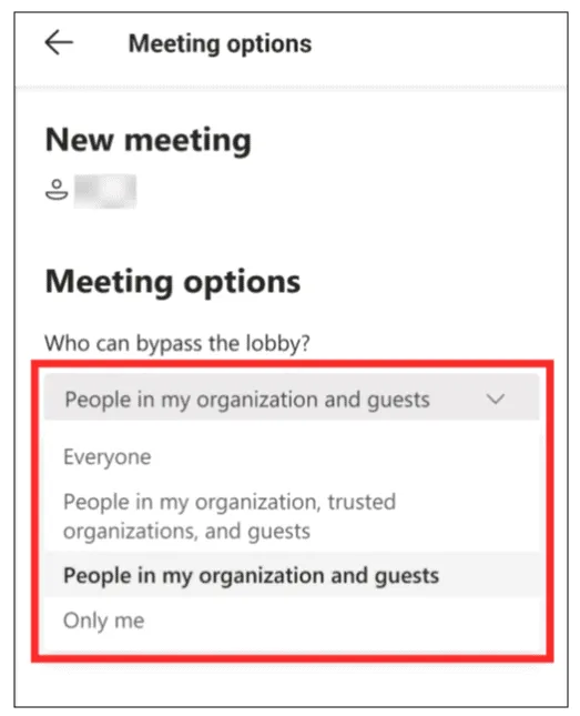 Meeting options in Microsoft Teams