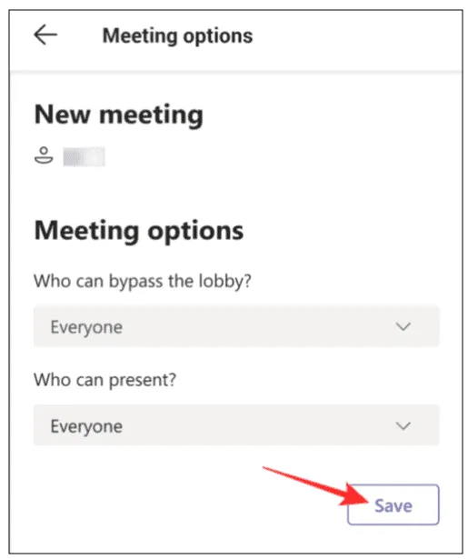 Meeting options in Microsoft Teams