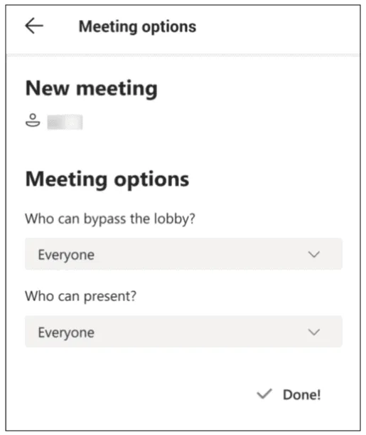 Meeting options in Microsoft Teams