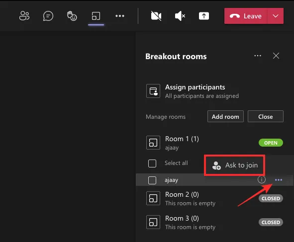 Create breakout rooms on Microsoft Teams.