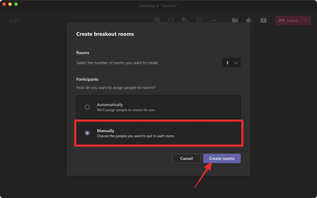 Create breakout rooms on Microsoft Teams.