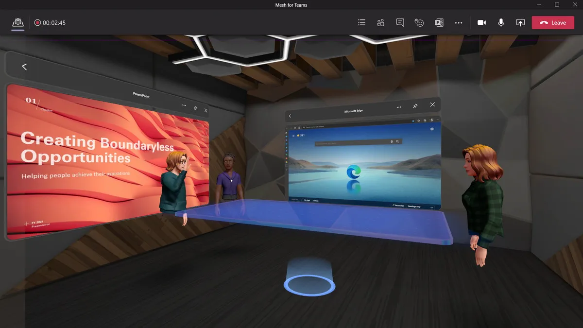Teams zullen in 2022 virtuele vergaderruimtes bevatten. 