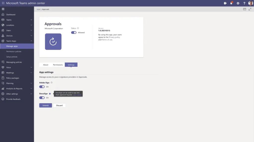 Microsoft Teams Approvals docusign