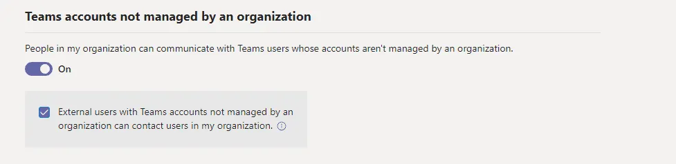 Teams account not managed by an organisation