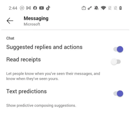 Text predictions come to Teams for Android