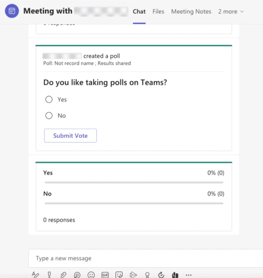An example of a poll in Microsoft Teams
