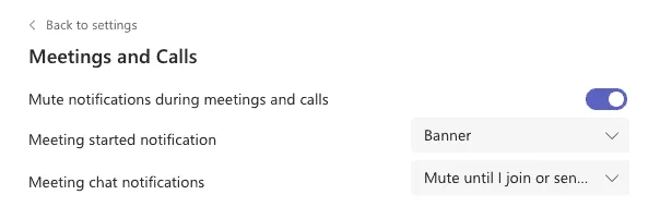 Mute notifications in Microsoft Teams