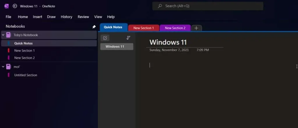 OneNote-for-Windows-11-UI