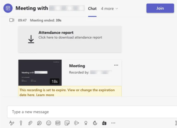 Summary of meetings in Microsoft Teams