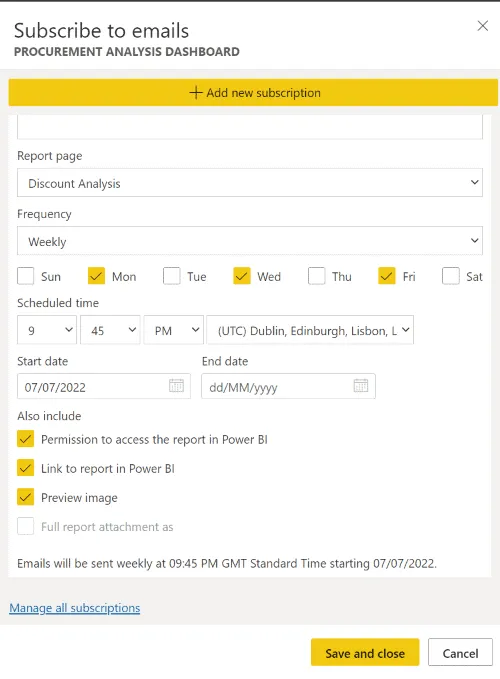 Subscribe to a Power BI report.