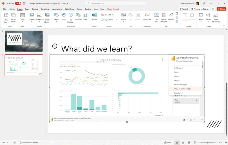 PowerPoint report in your slide