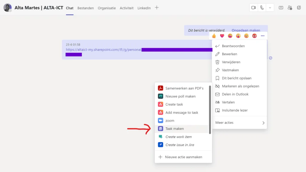 Taak maken in Teams