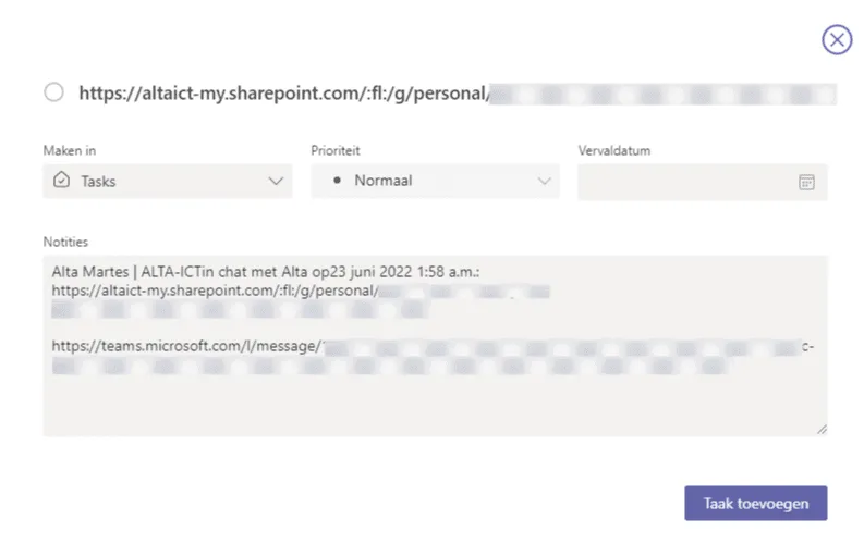Taak toevoegen in Teams

