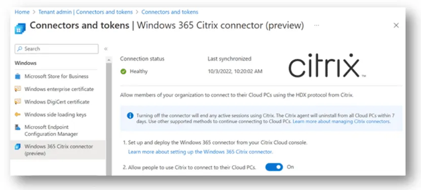Windows 365 Citrix connector (Preview)