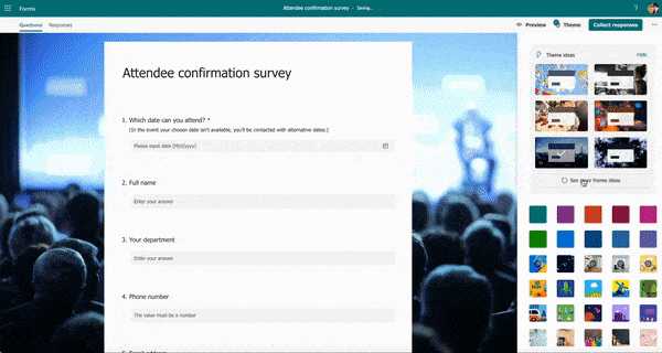 Microsoft Forrms Theme Attendee confirmation survey