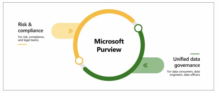 Microsoft Purview pakt twee belangrijke organisatorische problemen aan: risk &compliance en data governance.