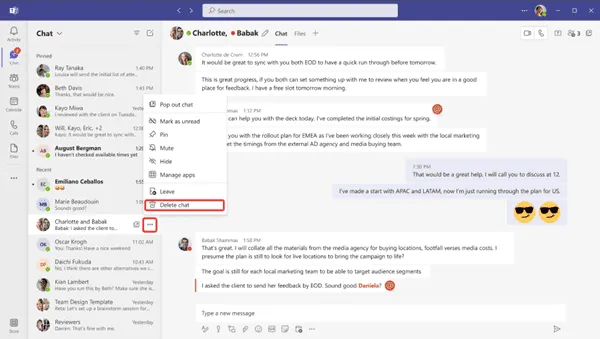 delete teams chat desktop