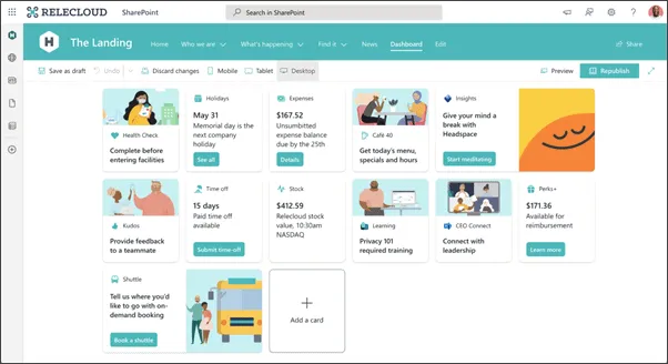 viva connections dashboard