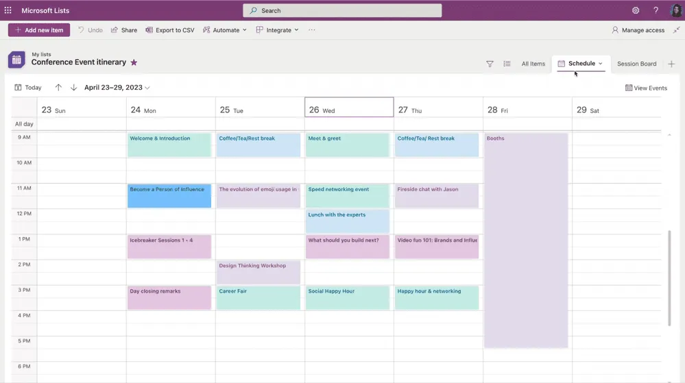 calendar view microsoft lists