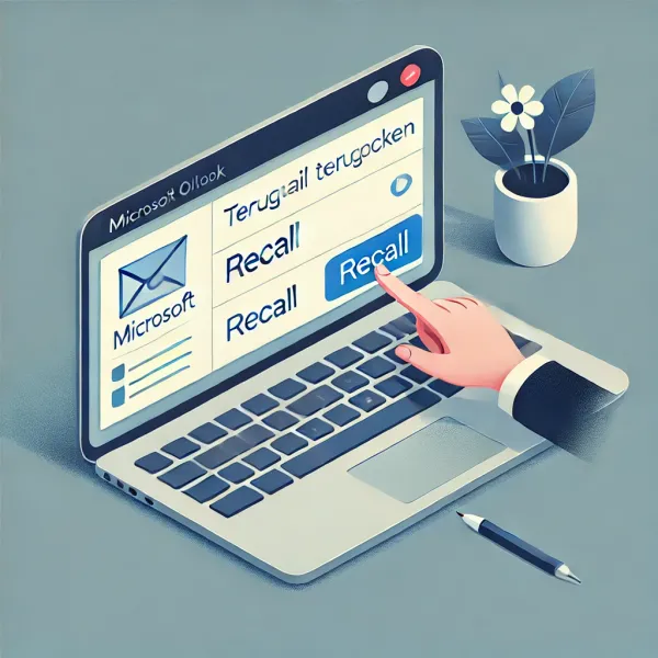 Recall feature in the new Microsoft Outlook Illustratie van Microsoft Outlook waarin een e-mail wordt teruggetrokken via de Recall-functie met een terugroepmelding en bevestigingsknop.