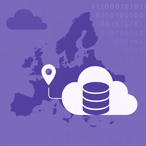 Illustratie van dataopslag in de cloud binnen Europa voor veilige en soevereine dataopslag MKB