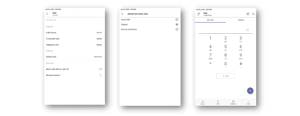 Pas de standaardweergave voor oproepen aan