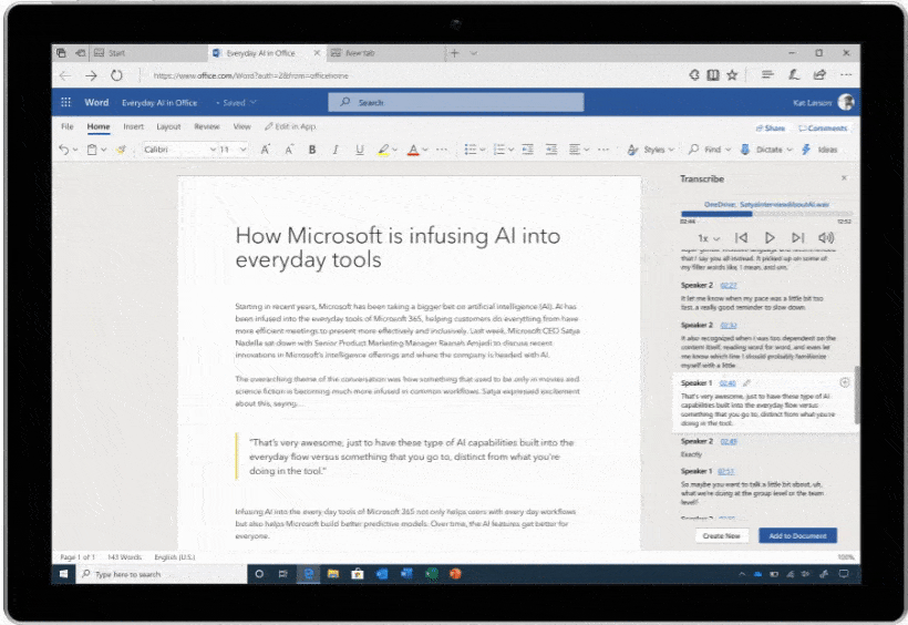 Microsoft Word nu met audio opnemen en uploaden voor transcriptie ...